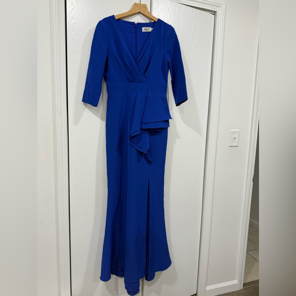 Elegant Blue Wrap Dress
